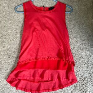 J crew bright pink orangey layered shirt zip